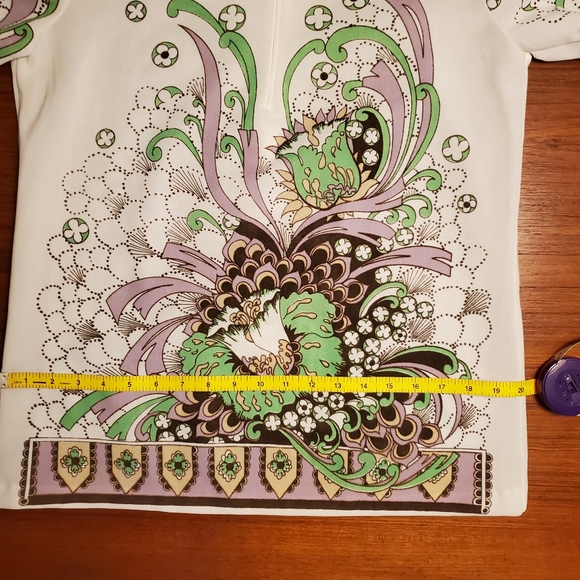 VINTAGE  Green Floral top medium - Picture 7 of 9